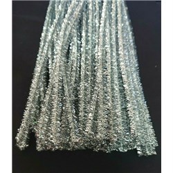 Christmas Tinsel Stems Metallic Silver 6mm x 30cm Pack of 100